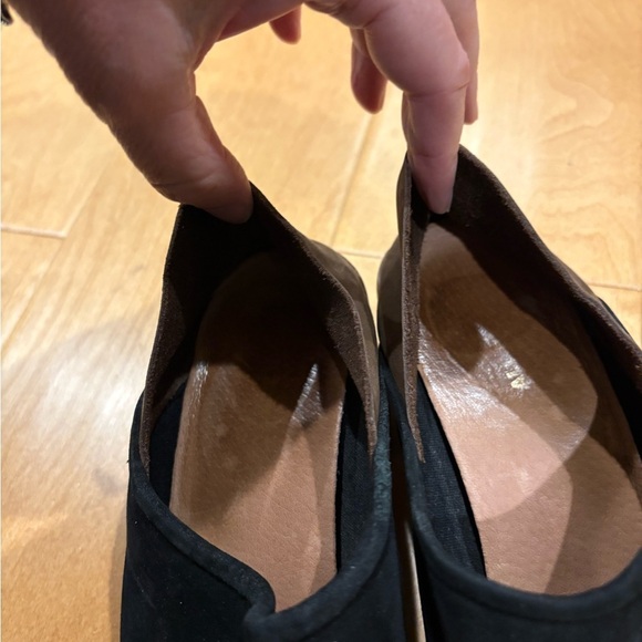 All Black Anthropologie fold-back booties mules black 38.5 7.5 - Picture 8 of 10